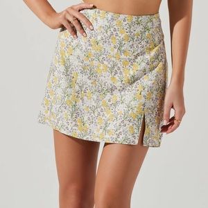 Covina Floral Side Slit Mini Skirt